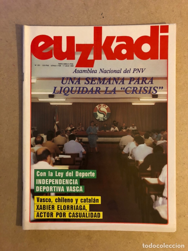 Collection Magazines and Newspapers: EUZKADI N&deg;251 (1986). ASAMBLEA NACIONAL PNV (CRISIS), XABIER ELORRIAGA, JAZZALDIA,...