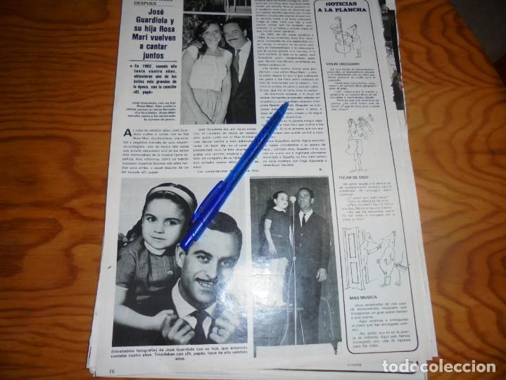 Coleccionismo de Revistas y Peri&oacute;dicos: RECORTE : JOSE GUARDIOLA Y SU HIJA, VUELVEN A CANTAR JUNTOS. SEMANA, AGTO 1983 ()