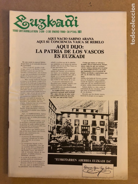 Collection Magazines and Newspapers: EUZKADI N&deg;161 (1979). BOLET&Iacute;N INFORMATIVO DEL PARTIDO NACIONALISTA VASCO.
