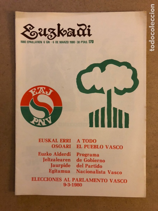 Collection Magazines and Newspapers: EUZKADI N&deg;170 (1980). BOLET&Iacute;N INFORMATIVO DEL PARTIDO NACIONALISTA VASCO. PROGRAMA PARLAMENTO