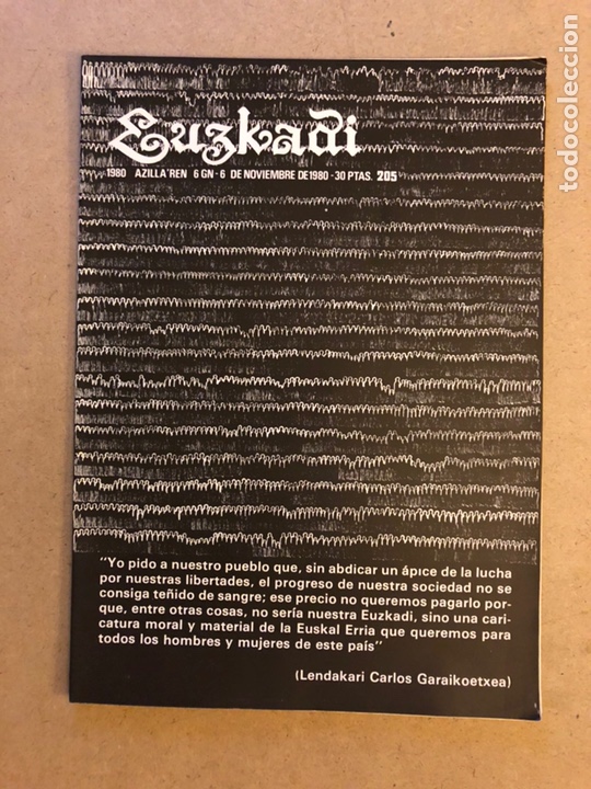 Collectionnisme de Revues et Journaux: EUZKADI N&deg;205 (1980). BOLET&Iacute;N INFORMATIVO DEL PARTIDO NACIONALISTA VASCO.
