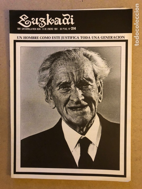 Collectionnisme de Revues et Journaux: EUZKADI N&deg;214 (1980). BOLET&Iacute;N INFORMATIVO DEL PARTIDO NACIONALISTA VASCO. MANUEL DE IRUJO,..