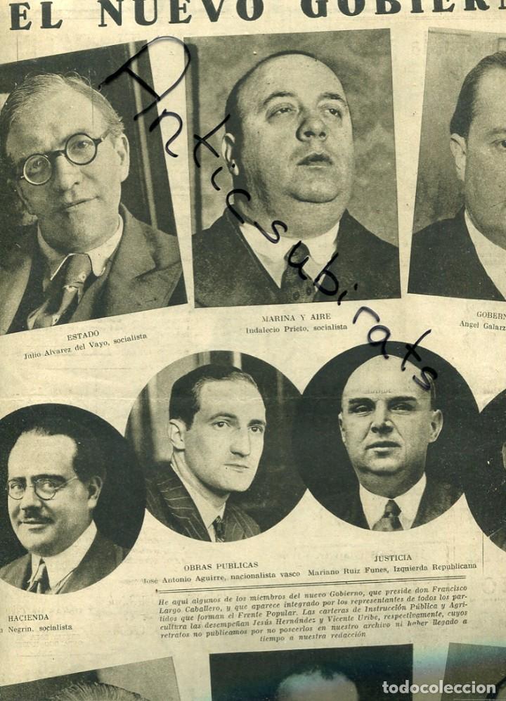 Collezionismo di Riviste e Giornali: VANGAURDIA 1936 GUERRA CIVIL NUEVO GOBIERNO ALVAREZ DEL VAYO PRIETO GALARZANEGRIN AGUIRRE RUIZ FUNES