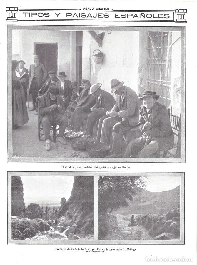 Coleccionismo de Revistas y Peri&oacute;dicos: 1912 HOJA REVIS TIPOS Y PAISAJES ESPA&Ntilde;OLES M&Aacute;LAGA CA&Ntilde;ETE LA REAL -ASILADOS ANCIANOS FOTO JAIME BELDA