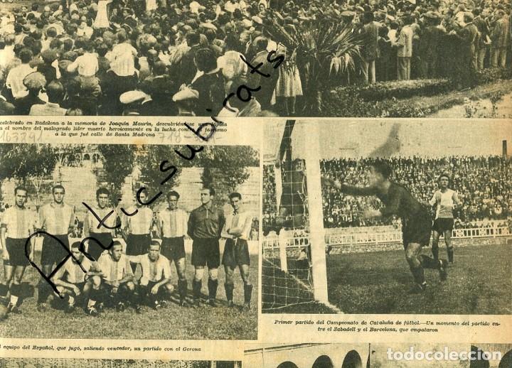 Coleccionismo de revistas y peri&oacute;dicos: EL DIA GRAFICO GUERRA CIVIL 1936 BADALONA CON MAURIN ALINEACION DEL RCD ESPA&Ntilde;OL FUTBOL BAR&Ccedil;A GERONA