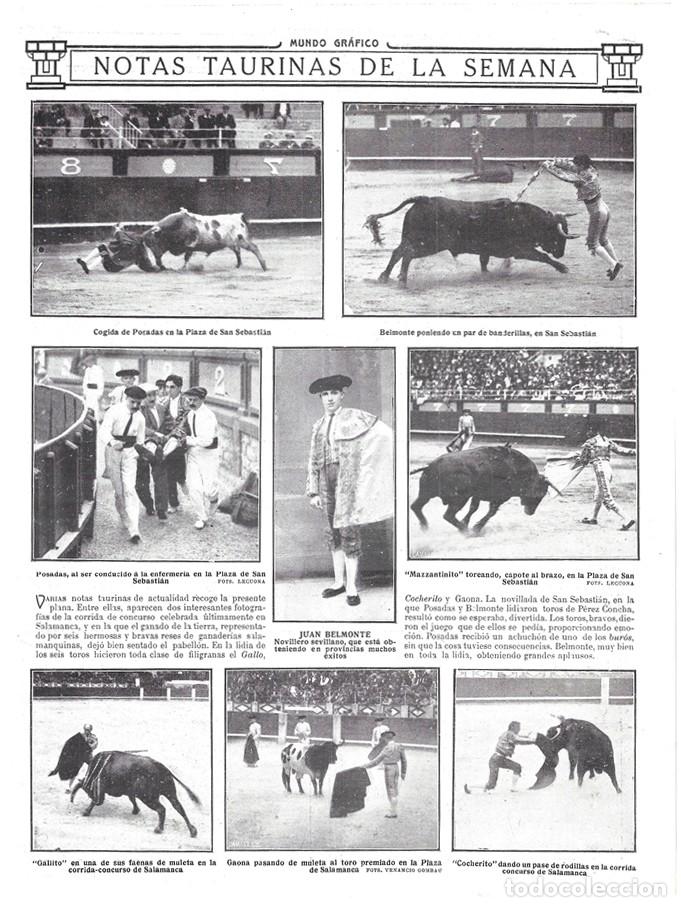 Sammeln von Zeitschriften und Zeitungen: 1912 HOJA REV TOROS EN SAN SEBASTI&Aacute;N Y SALAMANCA POSADAS, BELMONTE, GALLITO, COCHERITO, MAZZANTINITO