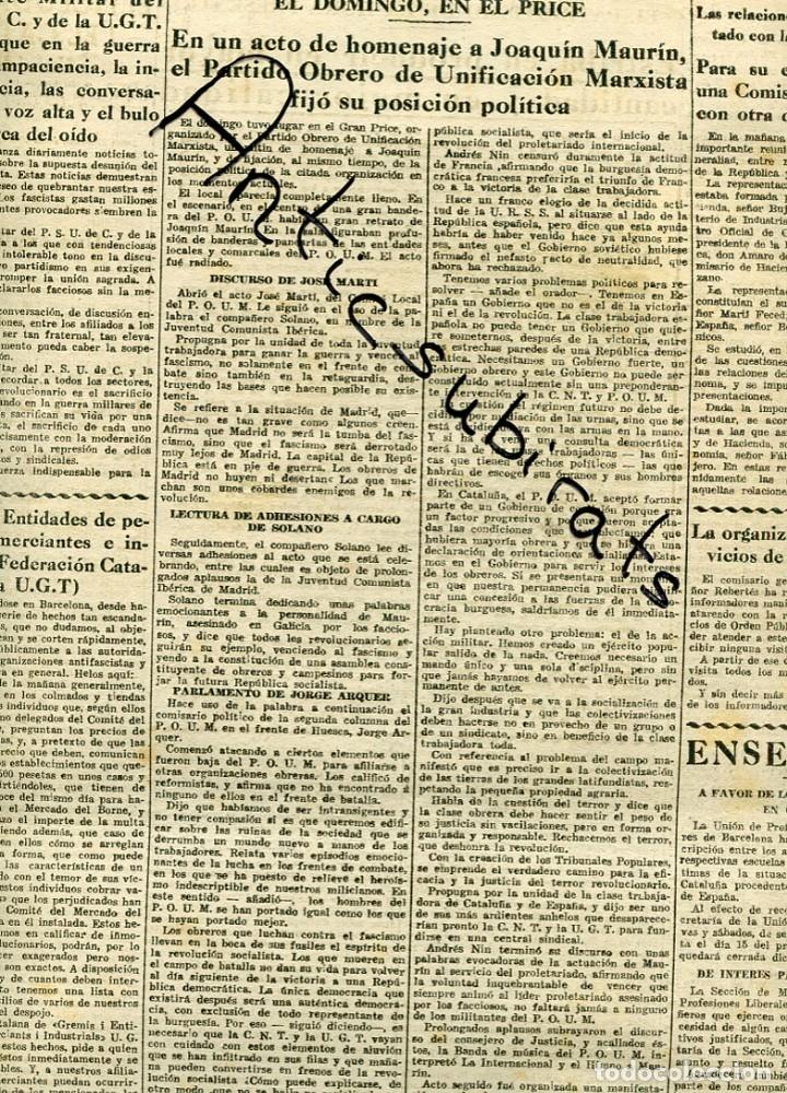 Collezionismo di Riviste e Giornali: EL DIA GRAFICO GUERRA CIVIL 27-10-1936 JOAQUIN MAURIN POUM ANTONIO SESE FEDERICA MONTSENY VIDIELLA