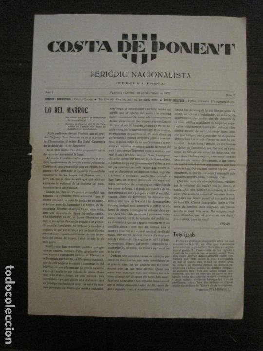 Collection Magazines and Newspapers: COSTA DE PONENT-PERIODIC NACIONALISTA-ANY 1 NUMERO 8-DIARI CATALA-VER FOTOS-(V-16.985)