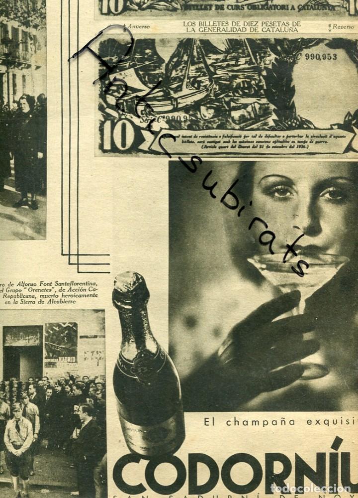 Coleccionismo de revistas y peri&oacute;dicos: DIA GRAFICO GUERRA CIVIL 1936 PUBLICIDAD CAVA CHAMPAGNE CODORNIU MUEBLES REY ALMACENES EL SIGLO CNT