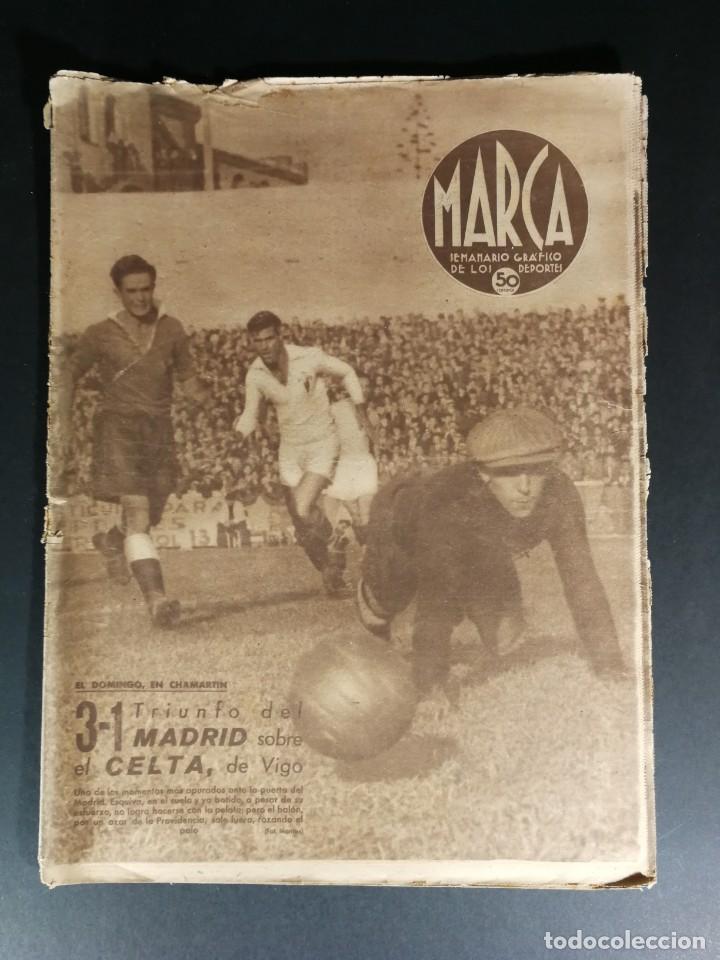 Coleccionismo de Revistas y Peri&oacute;dicos: Peri&oacute;dico Semanario gr&aacute;fico de los deportes Marca 5 Noviembre de 1940 F&uacute;tbol Madrid Celta Vigo