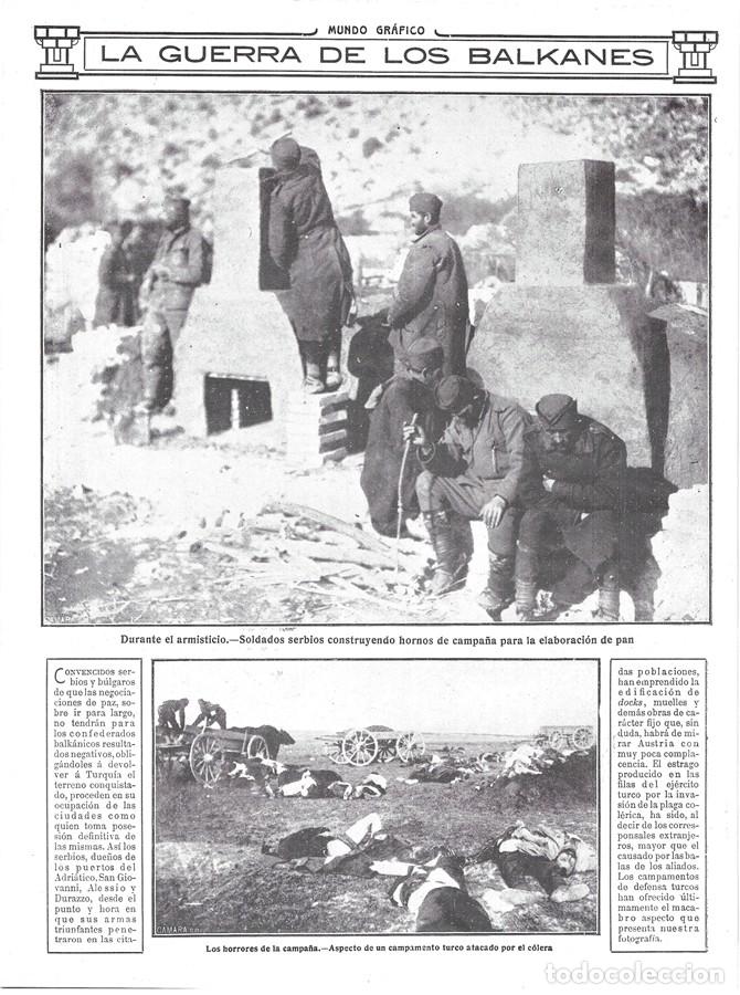 Collection Magazines and Newspapers: 1912 HOJA REVISTA GUERRA BALKANES SOLDADOS SERBIOS HORNO DE PAN C&Oacute;LERA EN CAMPAMENTO TURCO CADAVERES