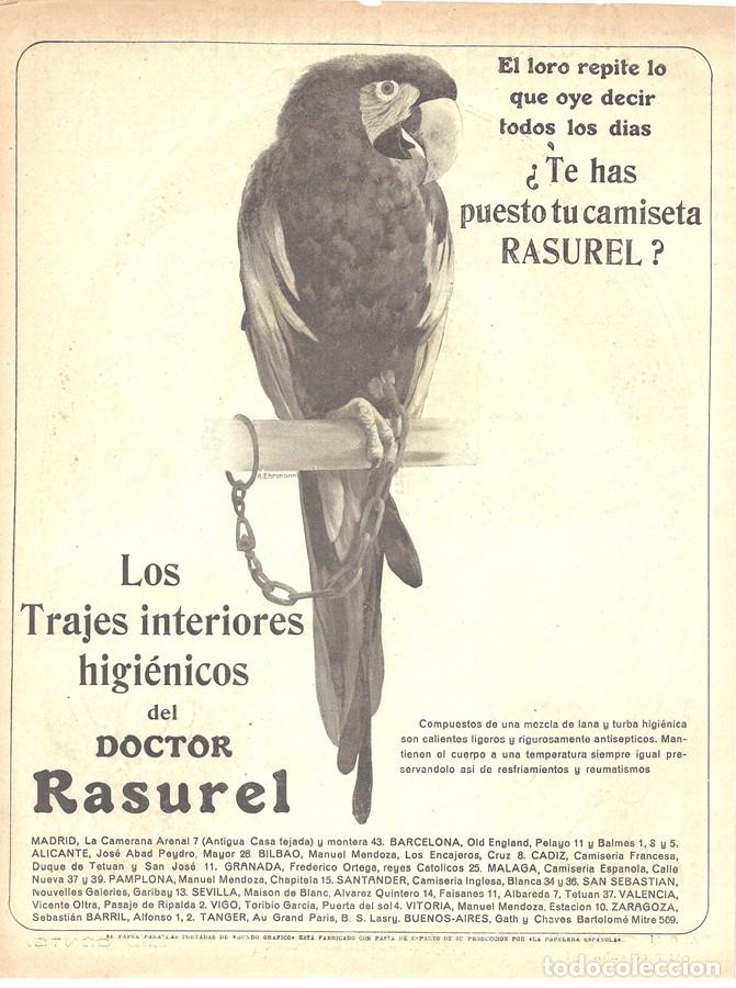 Collection Magazines and Newspapers: 1912 HOJA REVISTA PUBLICIDAD ANUNCIO TRAJES INTERIORES HIGI&Eacute;NICOS DEL DOCTOR RASUREL - LORO