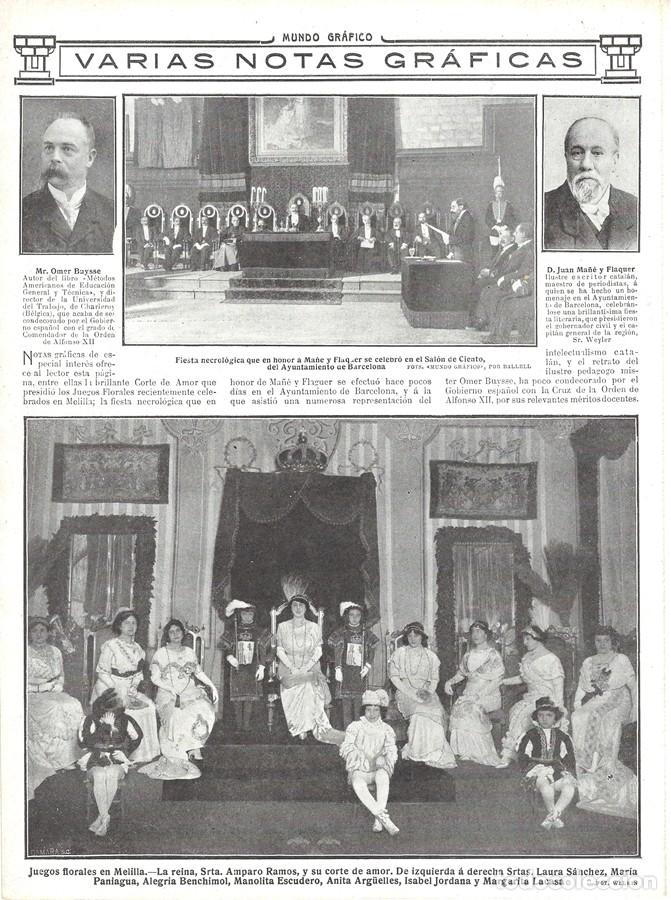 Coleccionismo de Revistas y Peri&oacute;dicos: 1912 HOJA REVISTA BARCELONA SAL&Oacute;N DE CIENTO SAL&Oacute; DE CENT FIESTA EN HONOR DE JUAN MA&Ntilde;&Eacute; Y FLAQUER