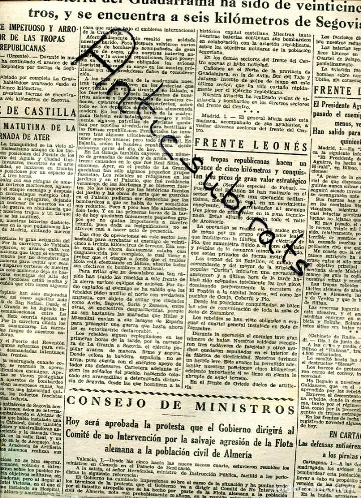 Collection Magazines and Newspapers: DIA GRAFICO GUERRA CIVIL 2-6-1937 LA GRANJA BALSAIN SIERRA DE GUADARRAMA SEGOVIA ZAZAMBRE OCEJA