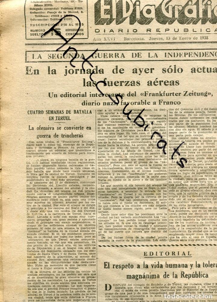Collection Magazines and Newspapers: DIA GRAFICO GUERRA CIVIL 13-1-1938 GUERRA FRENTE DE TERUEL JULIOJUST GIMENO FOTO DEL BATALLON ALPINO