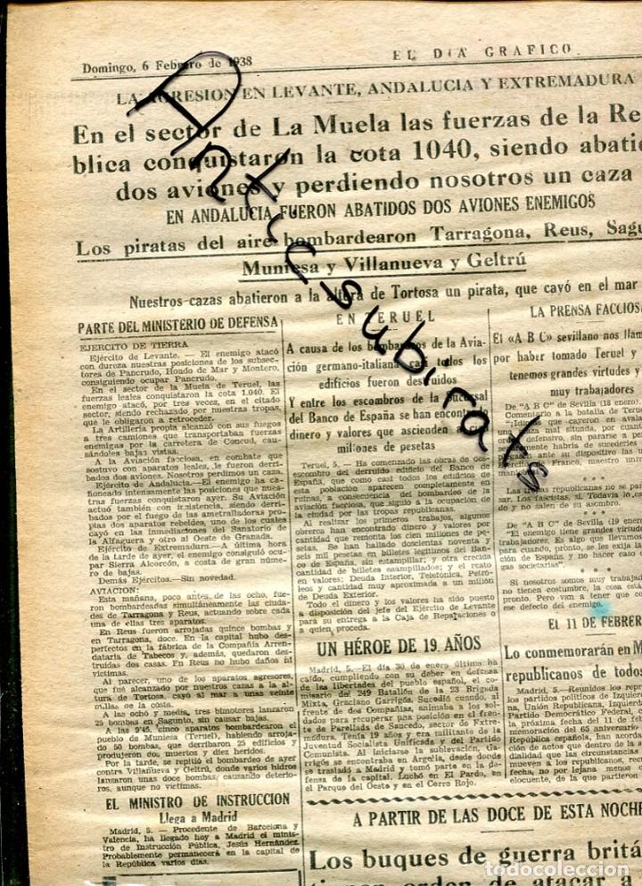 Collectionnisme de Revues et Journaux: DIA GRAFICO GUERRA CIVIL 6-2-1938 &acute;LA MUELA TARRAGONA REUS SAGUNTO MUNIESA VILANOVA Y LA GELTRU