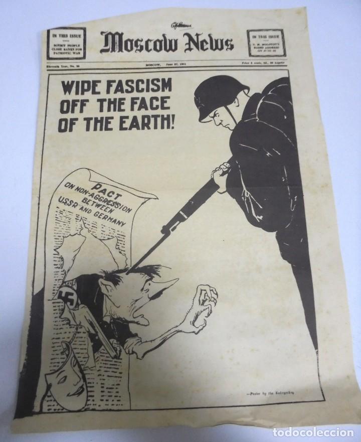 Colecionismo de Revistas e Jornais: PERIODICO MOSCOW NEWS. MOSCU 27 JUNIO 1947. HITLER. BORRA EL FASCISMO DE LA CARA DE LA TIERRA