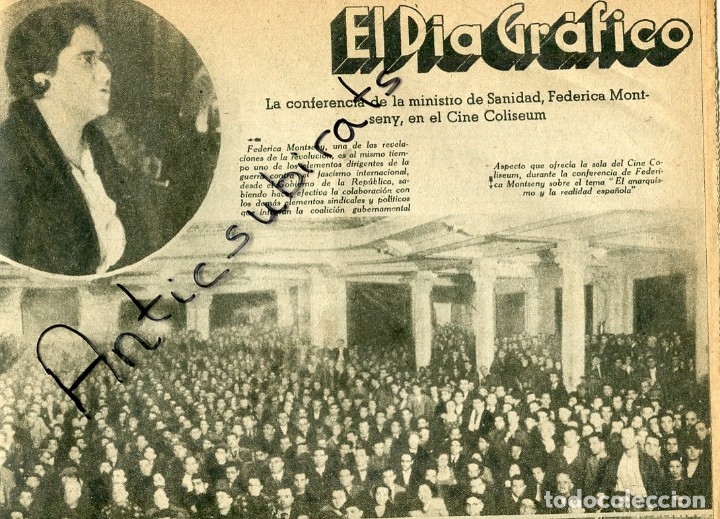 Coleccionismo de Revistas y Peri&oacute;dicos: DIA GRAFICO GUERRA CIVIL 1937 FEDERICA MONTSENY ELISA GARCIA POUM CENTURIA FUSTER REPARTO D JUGUETES