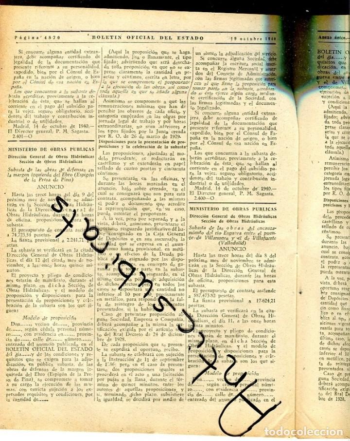 Collection Magazines and Newspapers: BOLETIN 1940 FRANCO OBRAS HIDRAULICAS PINA DE EBRO VILLANUEVA VILLAFUERTE GATON DE CAMPOS CANAL TORO