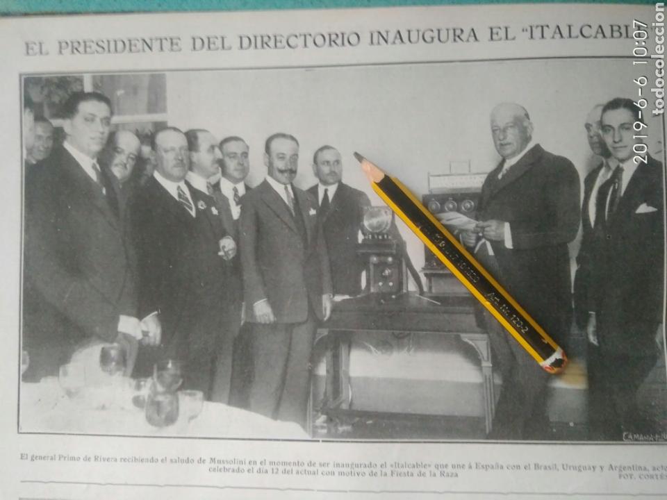 Collection Magazines and Newspapers: RECORTE PRENSA A&Ntilde;O 1925 GENERAL PRIMO DE RIVERA RECIBIENDO SALUDO DE MUSSOLINI INAUGURA ITALCABLE