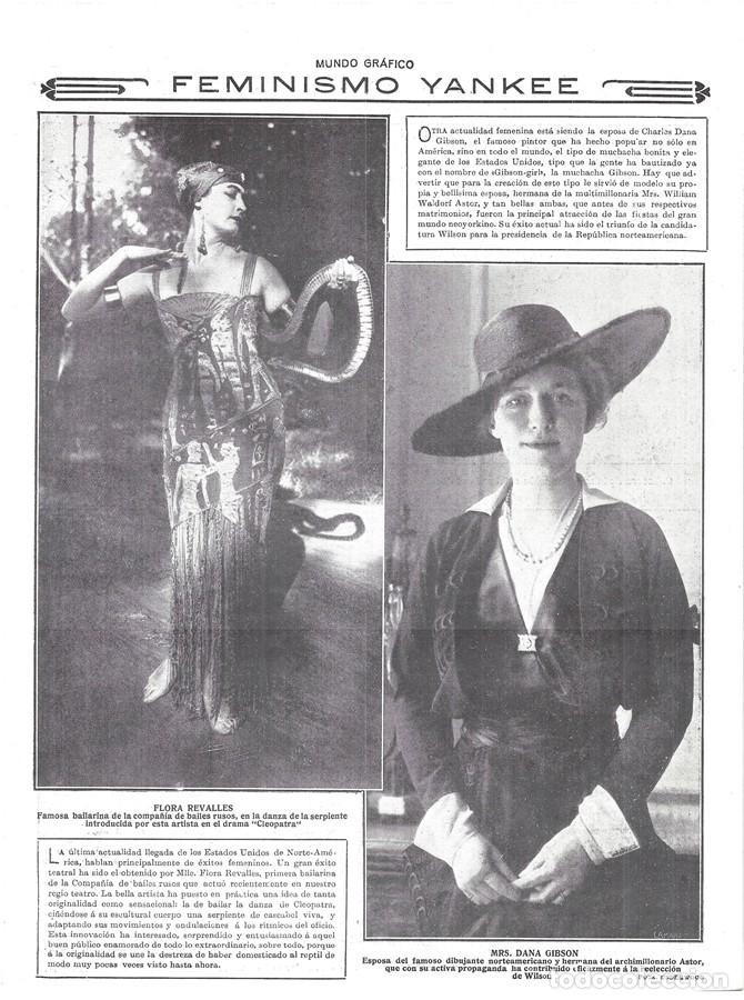 Collectionnisme de Revues et Journaux: 1916 HOJA REVISTA USA FEMINISMO YANKEE DANA GIBSON ESPOSA DE PINTOR AYUDA A REELECCCI&Oacute;N DE WILSON