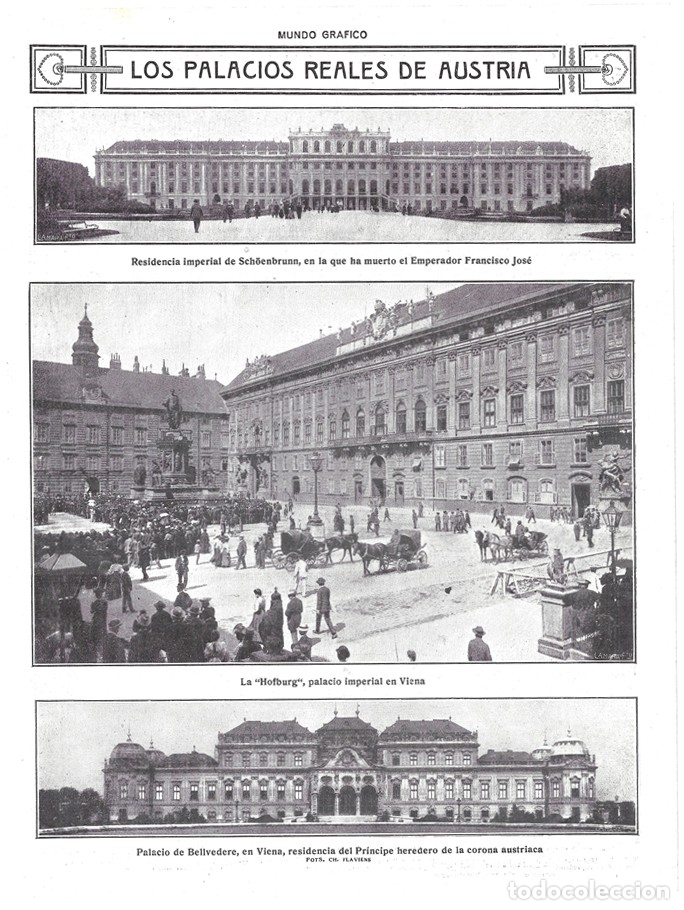 Coleccionismo de revistas y peri&oacute;dicos: 1916 HOJA REVISTA PALACIOS REALES DE AUSTRIA SCH&Ouml;ENBRUNN - HOFBURG - BELLVEDERE