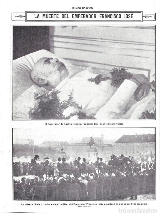 Collection Magazines and Newspapers: 1916 HOJA REVISTA MUERTE EMPERADOR DE AUSTRIA-HUNGR&Iacute;A FRANCISCO JOS&Eacute; I CARROZA F&Uacute;NEBRE CADAVER
