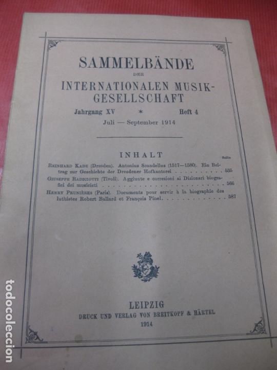 Sammeln von Zeitschriften und Zeitungen: SAMMELB&Auml;NDE DER INTERNATIONALEN MUSIK-GESELLSCHAFT. JAHRGANG XV. HEFT 4. JULI-SEPT. 1914. LEIPZIG.