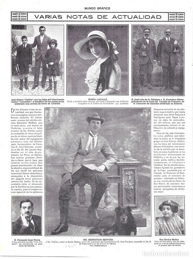 Colecionismo de Revistas e Jornais: 1916 HOJA REVISTA C&Oacute;RDOBA JOS&Eacute; G&Oacute;MEZ 'GALLITO' CON HIJOS DEL DIFUNTO TORERO 'CORCHAITO'