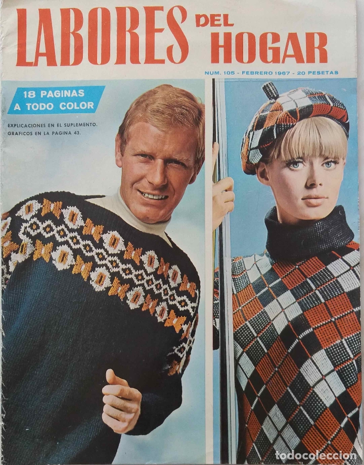 Coleccionismo de Revistas y Peri&oacute;dicos: LABORES DEL HOGAR N&ordm; 105 FEBRERO 1967, MODA DE PUNTO. INCLUYE SOBRE CON PATRONES. REVISTA