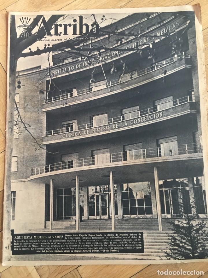 Sammeln von Zeitschriften und Zeitungen: ARRIBA (14-2-56) CLINICA NUESTRA SE&Ntilde;ORA DE LA CONCEPCION MIGUEL ALVAREZ PEREZ REAL MADRID R.SOCIEDAD