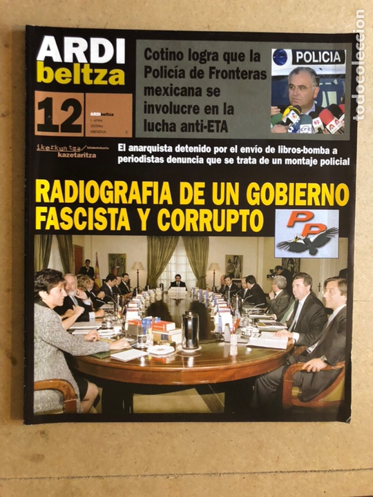 Collectionnisme de Revues et Journaux: ARDI BELTZA N&deg; 12 (2000). REVISTA DE INVESTIGACI&Oacute;N POL&Iacute;TICA VASCA. GOBIERNO PP, COTINO,...