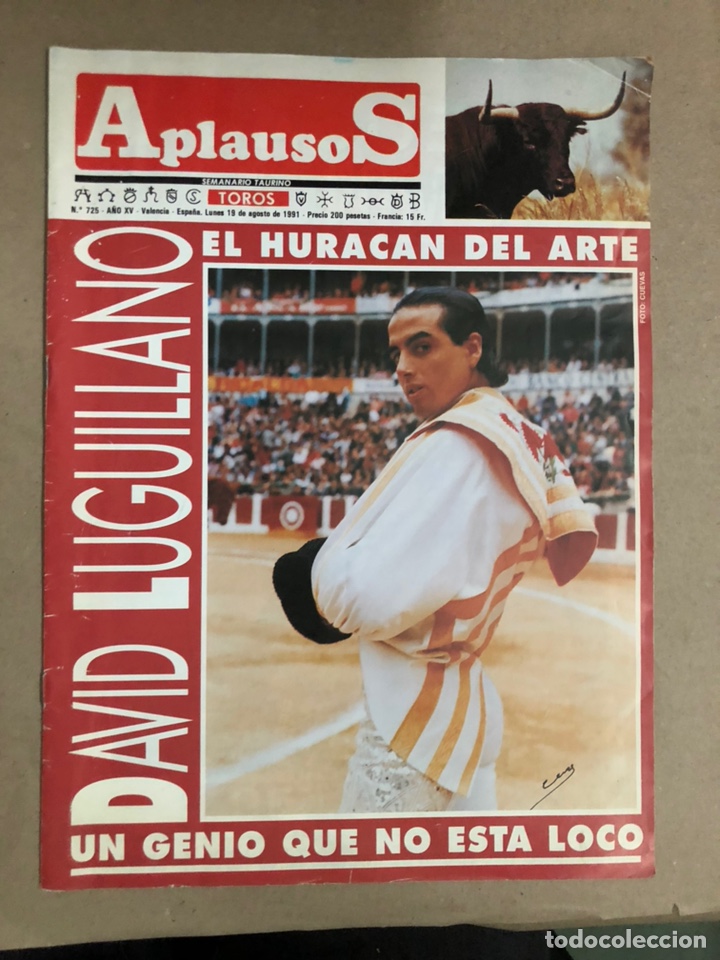 Coleccionismo de Revistas y Peri&oacute;dicos: APLAUSOS SEMARIO TAURINO N&deg; 725 (1991). DAVID LUGUILLANO, JOSELITO, FERIA DE LA CORU&Ntilde;A DAX M&Aacute;LAGA...