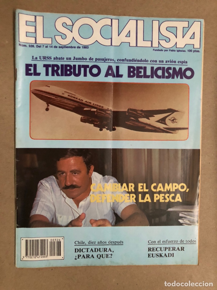 Collezionismo di Riviste e Giornali: EL SOCIALISTA N&deg; 326 (1983). URSS ABATE AVI&Oacute;N JUMBO, DICTADURA CHILE, EECUPERAR EUSKADI,..,