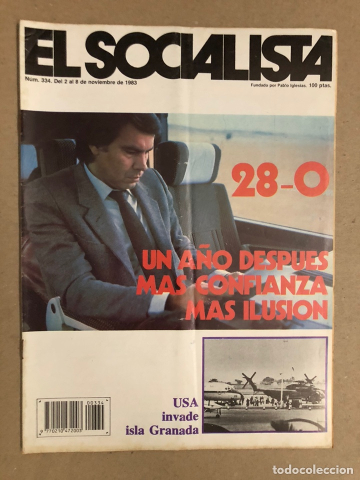 Colecionismo de Revistas e Jornais: EL SOCIALISTA N&deg; 334 (1983). USA INVADE ISLA GRANADA, DUREZA VONTRA ETA, UN A&Ntilde;O DE GOBIERNO,...