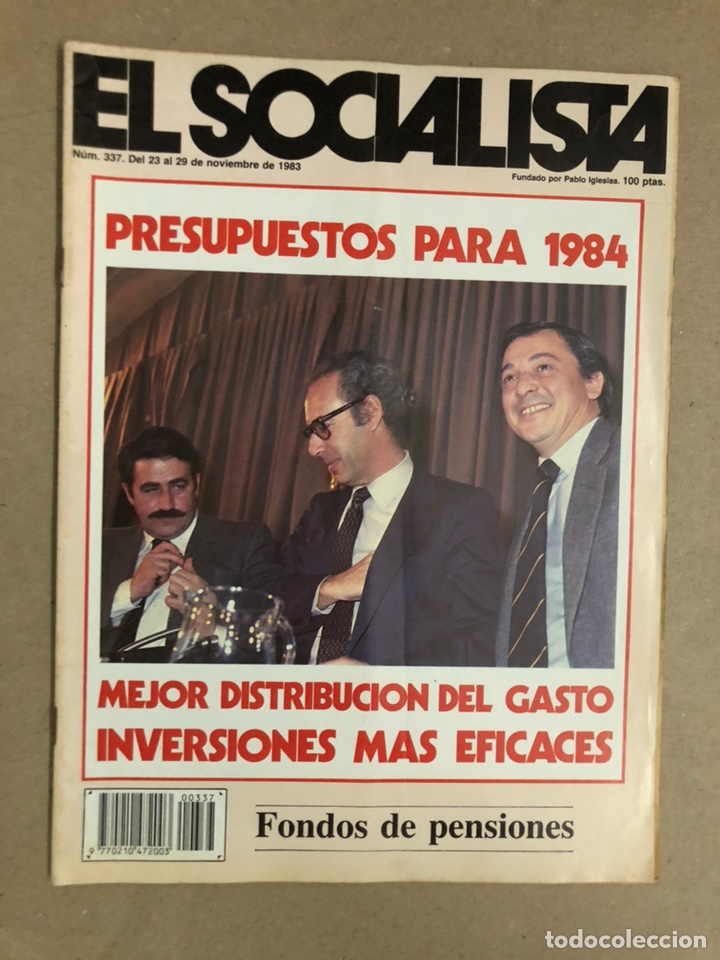 Coleccionismo de revistas y peri&oacute;dicos: EL SOCIALISTA N&deg; 337 (1983). ALBERTI Y CERNUDA, TXIKI BENEGAS, RAIMON OBIOLS, PRESUPUESTOS 1984