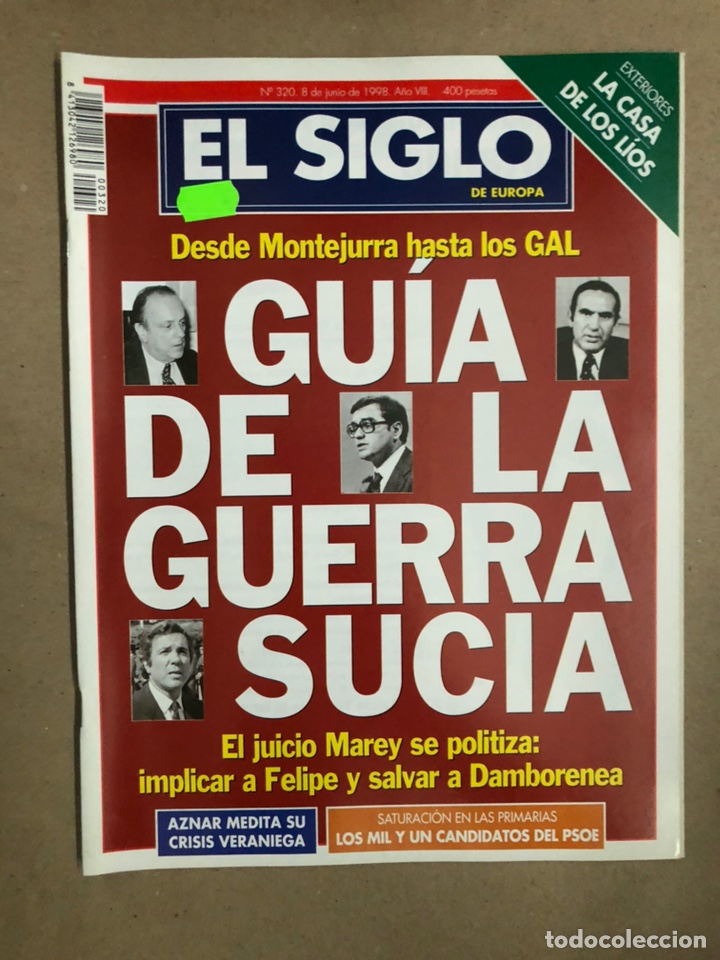 Coleccionismo de revistas y peri&oacute;dicos: EL SIGLO DE EUROPA N&deg; 320 (JUNIO 1998). GU&Iacute;A DE LA GUERRA SUCIA, JUICIO CASO MAREY,...