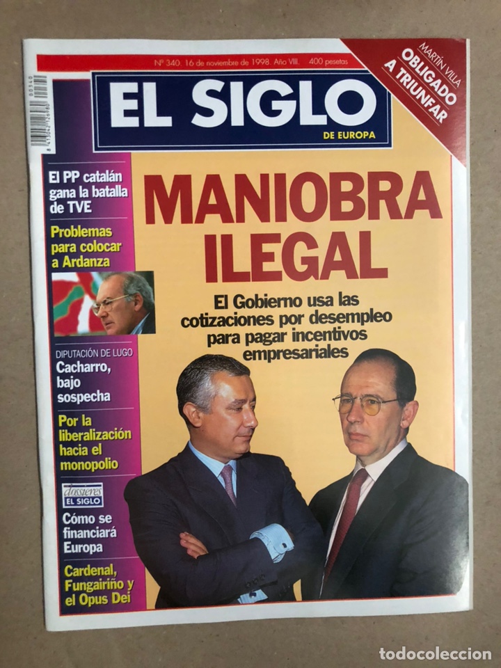 Coleccionismo de revistas y peri&oacute;dicos: EL SIGLO DE EUROPA N&deg; 340 (NOVIEMBRE 1998). J.A. ARDANZA, CARDENAL FUNGAIRI&Ntilde;O Y OPUS DEI,...