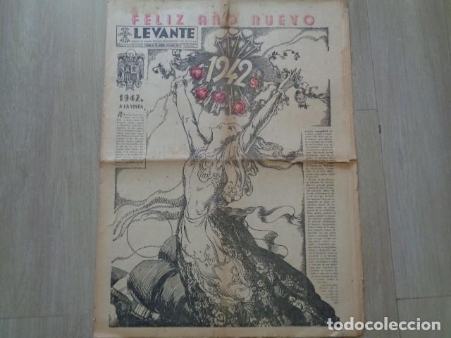 Coleccionismo de Revistas y Peri&oacute;dicos: LEVANTE. VALENCIA DEL CID. FET Y JONS. 31 DICIEMBRE 1941. FELIZ A&Ntilde;O NUEVO. RESUMEN DEL A&Ntilde;O 1941.