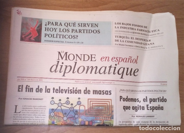 Collezionismo di Riviste e Giornali: LE MONDE DIPLOMATIQUE EN ESPA&Ntilde;OL 231, 2015 - PARTIDOS POL&Iacute;TICOS, INDUSTRIA FARMAC&Eacute;UTICA