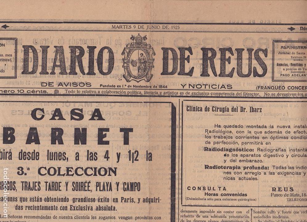 Coleccionismo de revistas y peri&oacute;dicos: Diario de Reus n&ordm; 130 junio 1925