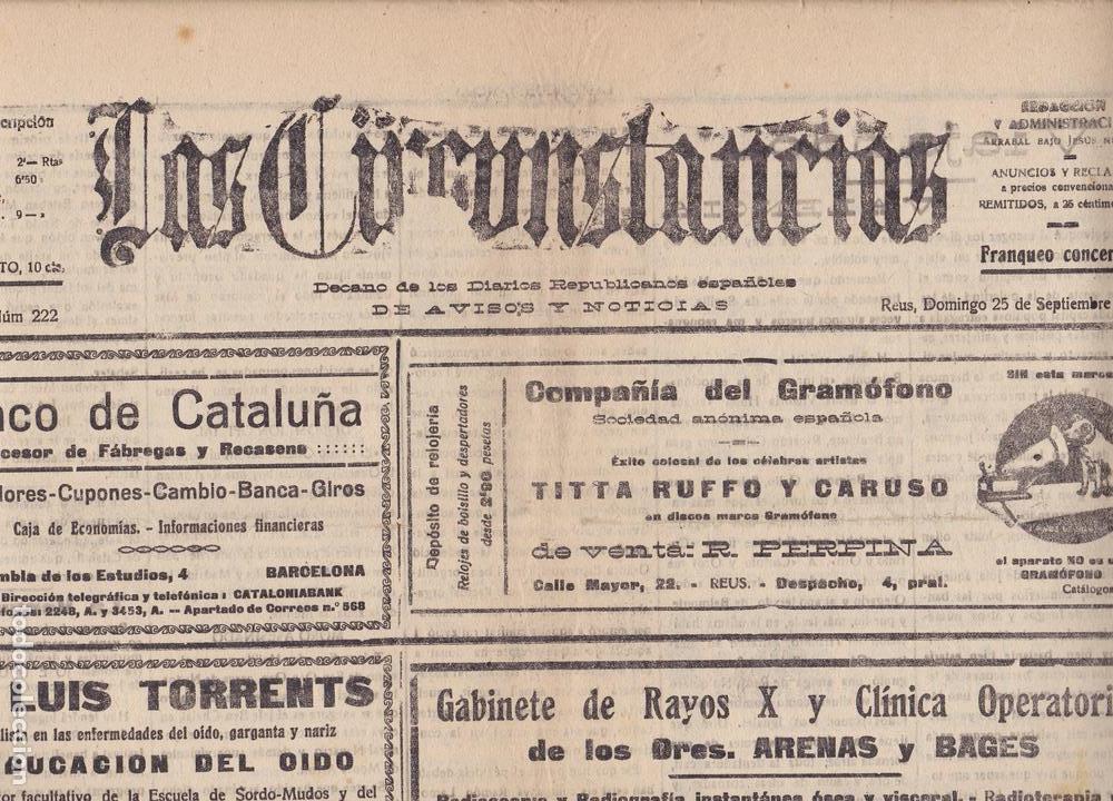 Coleccionismo de revistas y peri&oacute;dicos: Las Circunstancias Reus 1921 Notas pol&iacute;ticas cambios pol&iacute;ticos seg&uacute;n amiga del conde de Romanones