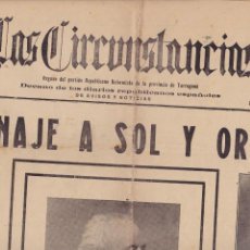 Coleccionismo de Revistas y Periódicos: LAS CIRCUNSTANCIAS REUS 1914 HOMENAJE A SOL Y ORTEGA