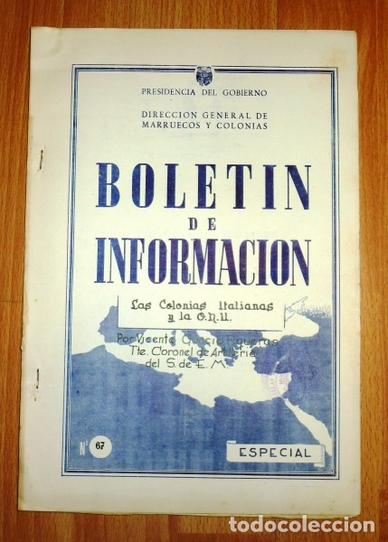 Collezionismo di Riviste e Giornali: Las colonias italianas y la O.N.U. : III Parte y Anexos / Vicente Garc&iacute;a Figueras ; Direcci&oacute;n Genera