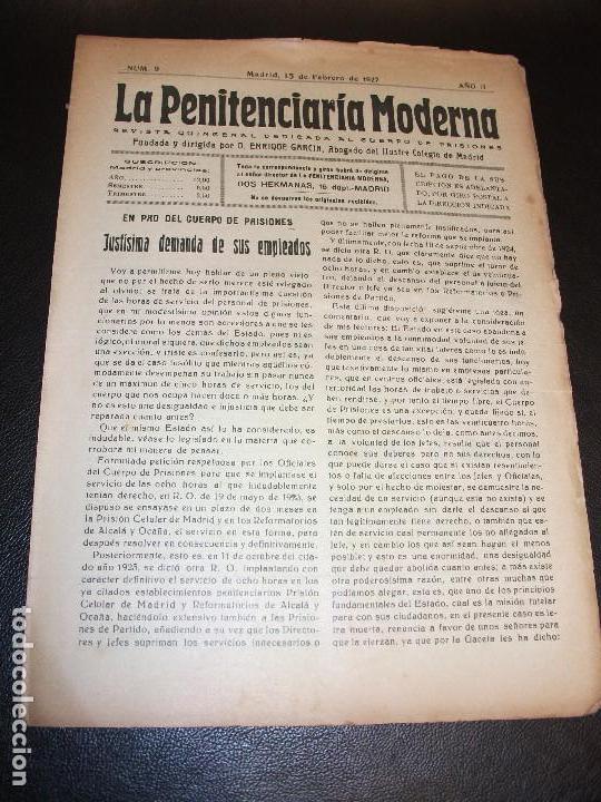 Coleccionismo de revistas y peri&oacute;dicos: 1927 REVISTA LA PENITENCIARIA MODERNA N&ordm; 9 MADRID C&Aacute;RCEL POL&Iacute;CIA PRISIONES