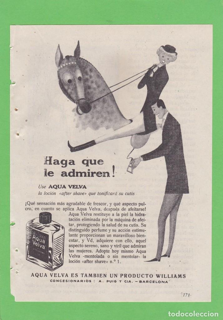 Sammeln von Zeitschriften und Zeitungen: PUBLICIDAD T 1957 - ANUNCIO AQUA VELVA. WILLIAMS. LOCION AFTER SHAVE