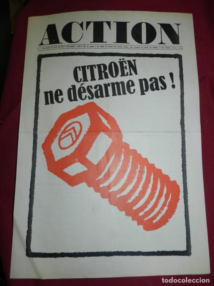 Coleccionismo de Revistas y Peri&oacute;dicos: (M) Revista Politica Francesa Action n.14 Citroen ne desarme pas!, 4 pag, 54x37 cm.