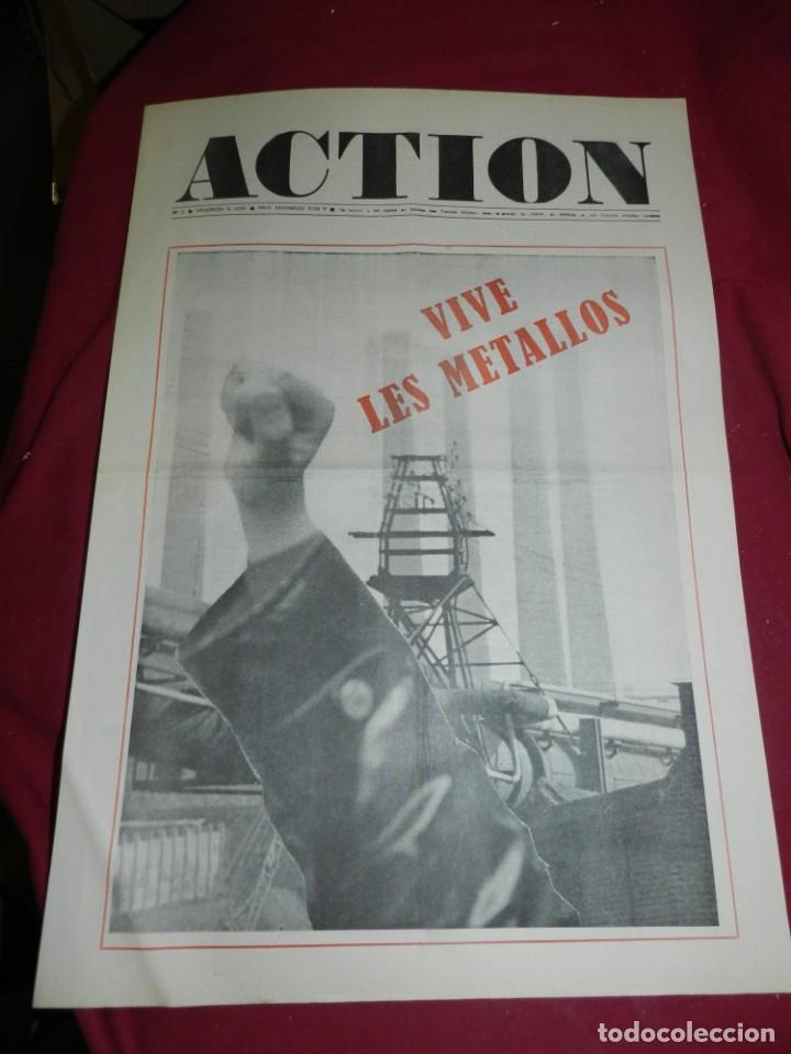 Coleccionismo de Revistas y Peri&oacute;dicos: (M) Revista Politica Francesa Action n.5 Vive les metallos, 4 pag, 54x37 cm.