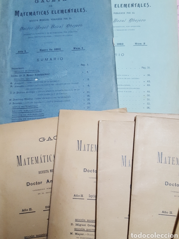 Coleccionismo de Revistas y Peri&oacute;dicos: GACETA DE MATEM&Aacute;TICAS ELEMENTALES. Revista mensual a&ntilde;o I y II (1903, 1904). Falta n&deg; 8 y n&deg; 6 7 8.