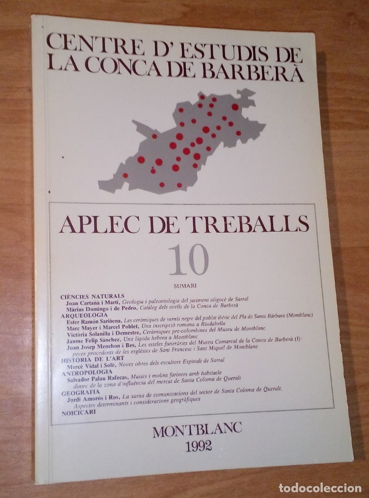 Collezionismo di Riviste e Giornali: APLEC DE TREBALLS N. 10, 1992. CENTRE D'ESTUDIS DE LA CONCA DE BARBER&Agrave;